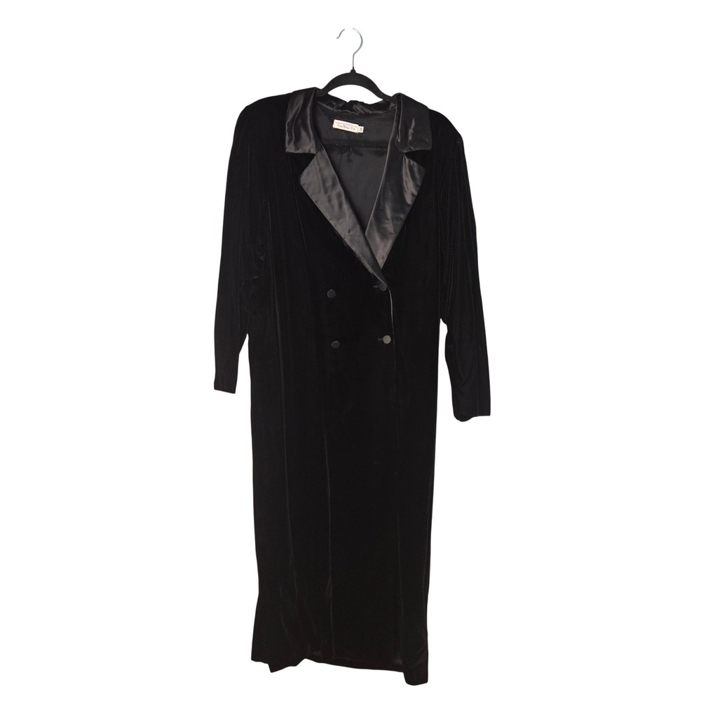 Talbots Vintage Black‎ Velvet Satin Trim Blazer Maxi Dress Womens Size 14